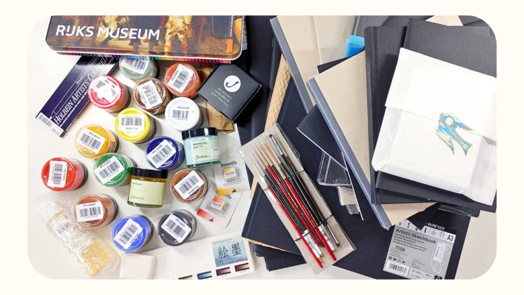 All the art supplies I purchased in London From Jackson's and Choosing Keeping