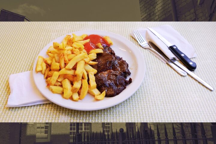 Laney Luv's adventure in London. Day 1 - Steak and chips lunch at the Regency Cafe (with border)