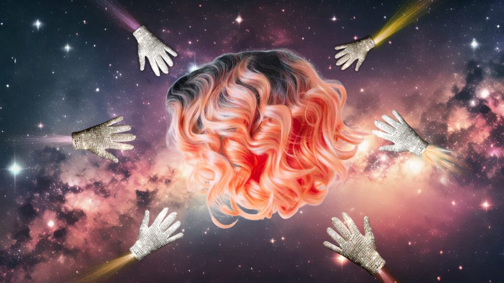 'Wigs in space with Michael Jackson comet gloves' by Luv Laney Luv