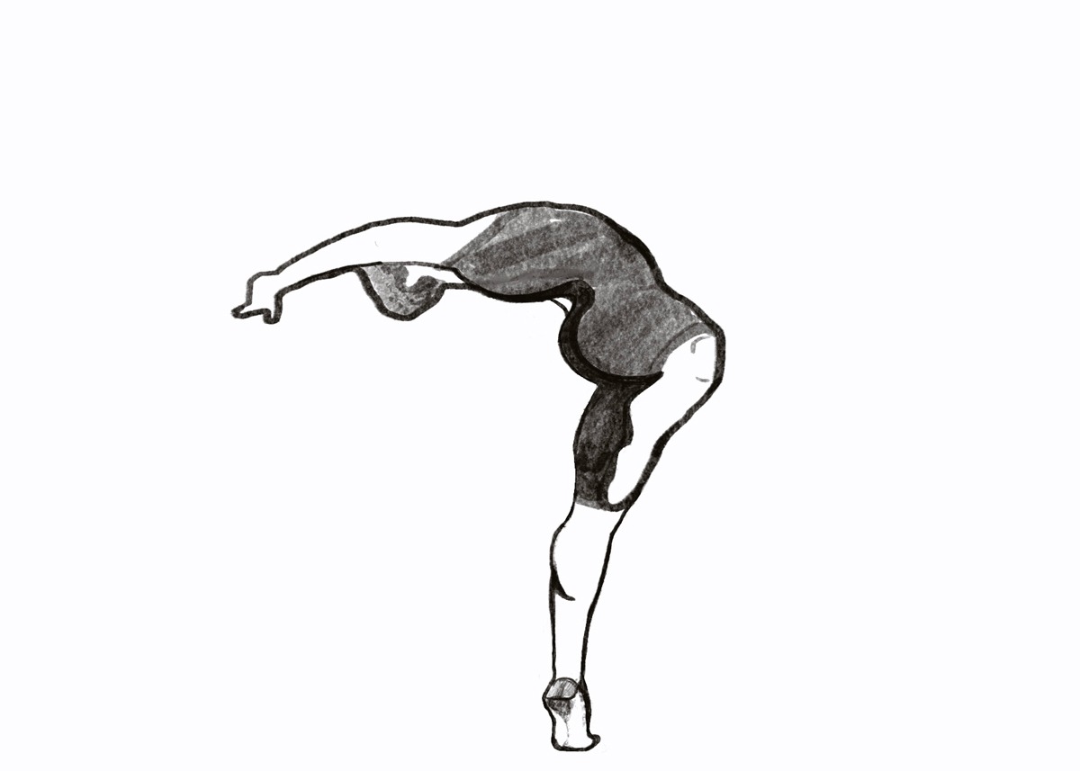 Illustration of 'Cambré in Retiré' a ballet move by Laney Luv