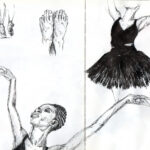 Image of different parts of a ballerina dancing. Illustration by Laney Luv