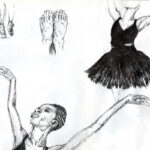 Image of different parts of a ballerina dancing. Illustration by Laney Luv