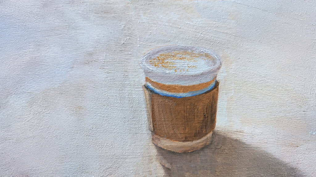 cup of coffee by oil painting by laney luv