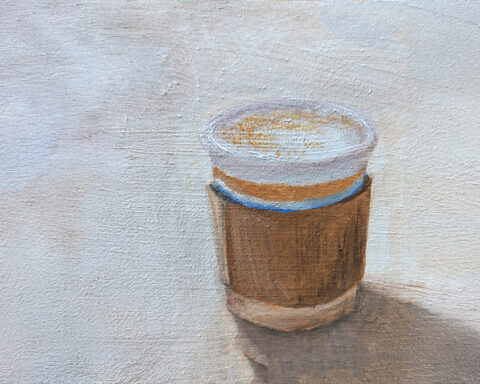 cup of coffee by oil painting by laney luv