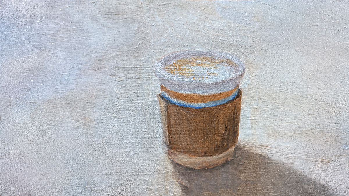 cup of coffee by oil painting by laney luv
