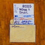 Vintage library card, oil painting by Laney Luv