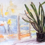 Snake plant on credenza, painted in oils by Laney luv