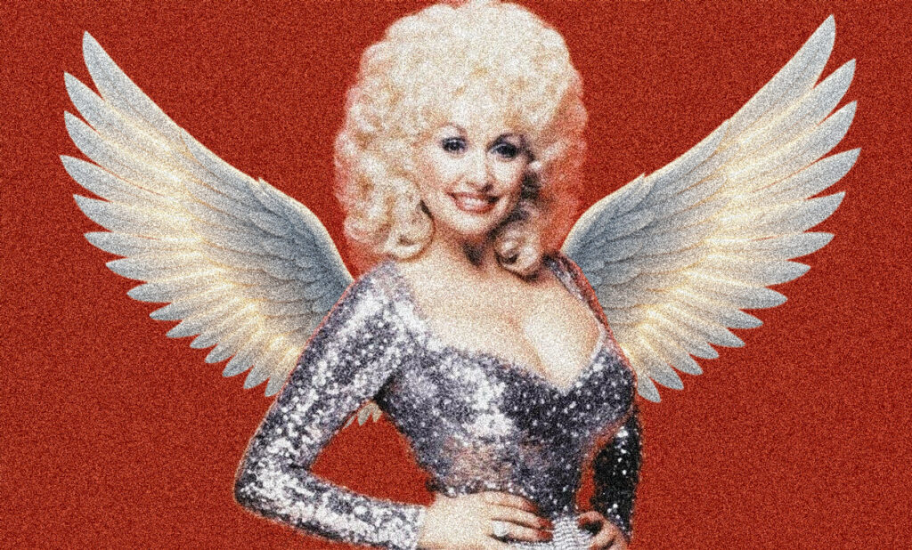 An image of Dolly Parton with wings