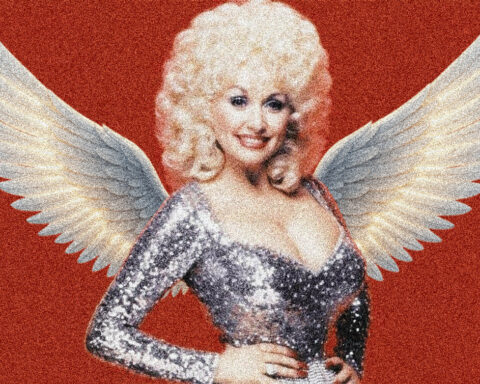 An image of Dolly Parton with wings