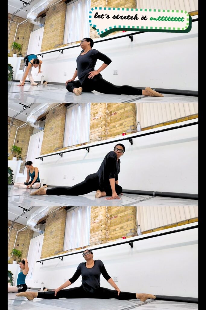 adult ballet - deep hip opening stretches