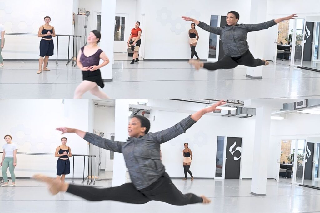 Image of LanyLuv doing 2 consecutive jetes for the first time in a decade. A card carrying member of the Old Lady gang dancing in joy.